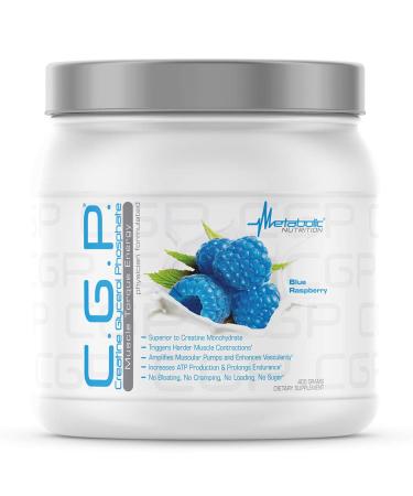 Metabolic Nutrition, CGP, Creatine Glycerol Phosphate, 100% Micronized Creatine Powder, Pre Intra Post Workout Supplement, Blue Raspberry, 400 Grams (40 Servings)