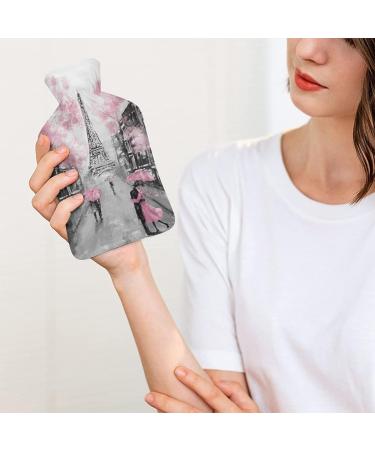 Hot Water Bottle with Lid - Paris Eiffel Tower Rubber Bag for Pain Relief Cramps & Foot Warmer | Hot & Cold Therapy - Buy Online on GoSupps.com