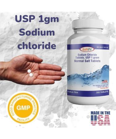 Health Life Sodium Chloride Tablets 1 gm - 300 Count | USP Electrolyte Replenisher & Sodium Mineral Supplement for Hydration - Buy Online on GoSupps.com