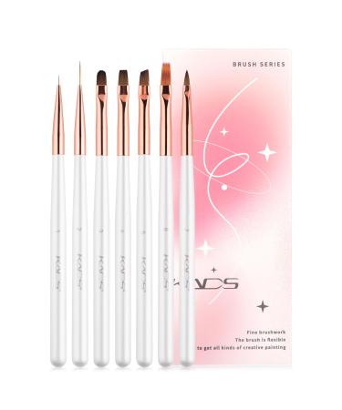 KADS Nail Art Brushes Set Nail Art Design Pen Painting Tools with Nail Extension Gel Brush Nail Polish Brush Builder Nail Gel Brush Nail Art Liner Brush (7 Pcs Pink Package)