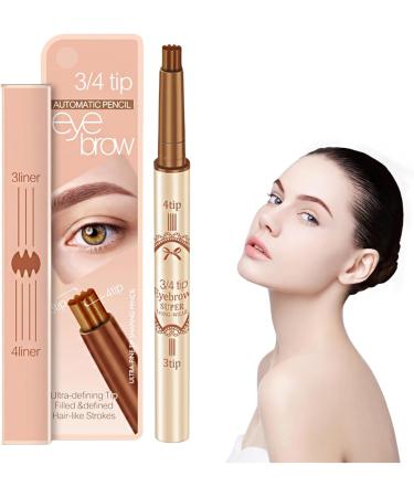 Microblading Eyebrow | Waterproof Eyebrow Eyebrow Makeup with Natural-Looking Microblading Eye Brow Pencil with -4 Tip for Mother Makeup Lover Pochy Light Brown - Buy Online on GoSupps.com