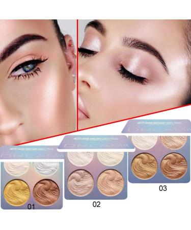 Allbestaye 4 Colors Highlighted Baked Highlighter Powder Pressed Face Contour Palette Luminous Glow Cheek Makeup - Buy Online on GoSupps.com
