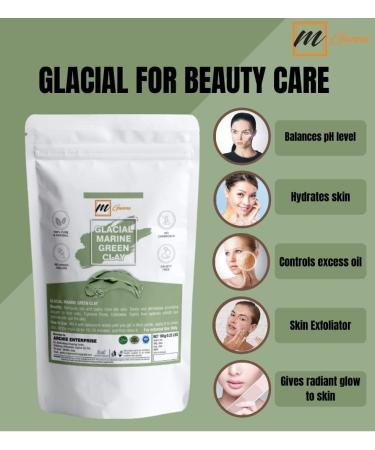 mGanna 100% Natural Glacial Marine Green Clay 100 GMS / 0.22 LBS for Facial Masks Creams Body Wraps Soft Peels and Scrubs Skin Tightening and Soap Making - Buy Online on GoSupps.com