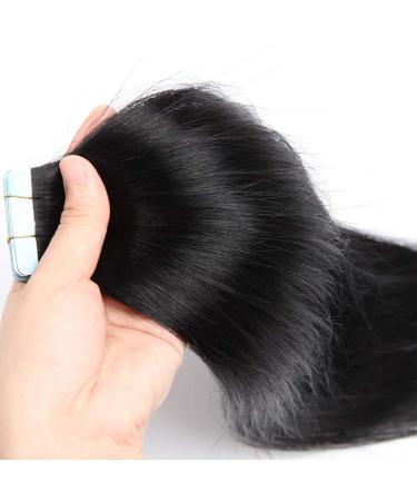 40cm Tape In Extensions - 100% Remy Human Hair 20pcs + 10 Free Tapes Black#1 16 - Buy Online on GoSupps.com