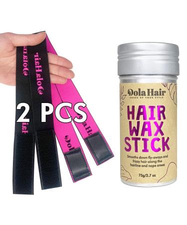 Dolahair Hair Wax Stick with 2 Pcs Lace Melting Band, Elastic Bands for Wig Flyaway Wax Stick for Hair Wig, Lace Band for Melting Lace wigs edges, Sleek Finish Styling Wax Stick, elastic band for lace frontal melt Slick St