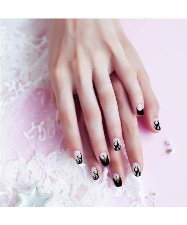 2 Flame Wear Manicure Nail Supplies Flame Nail Decals French Flame Fake Nails Nail Decorations Nail Art Supply Black Flame Fake Nail Black Flame Nail Stickers Matte Acrylic Abs - Buy Online on GoSupps.com