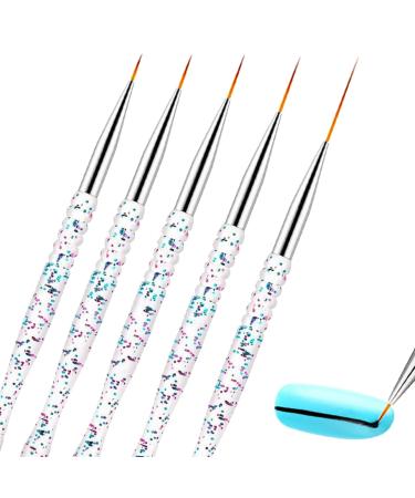 5 Pack Nail Art Liner Pen Nail Art Liner Painting Brushes Nail Gel Polish Painting Brush Set Thin Nail Art Drawing Pen for Drawing Long Lines Short Strokes Details(7/9/11/15/18mm)