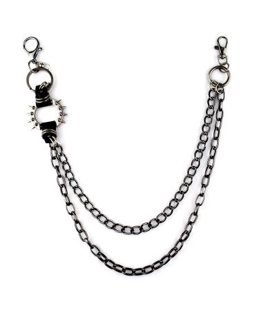 ARZASGO Unisex Punk Chains for Pants, Heavy Duty Multi-layer Belt Chains Hip Hop Trousers Jeans Chain with Lobster Clasps for Wallet Keys 2-layer