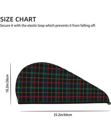 Hair Towel Wrap - Quick Drying Hair Turban with Button | Buffalo Plaid Dark Green | International Shipping - Buy Online on GoSupps.com