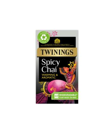 Twinings Spicy Chai Tea Warming & Aromatic Black Tea Spices of Cinnamon Clove & Ginger with Assam Tea Base 40 Biodegradable Tea Bags Cinnamon 1 Count (Pack of 40) - Buy Online on GoSupps.com