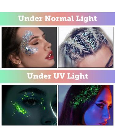  AOOWU 12 Colors Luminous Glitter Gel Chunky Glitter Makeup for Face Hair Body Cheeks and Nails Beautiful Sparkling Decoration Powder for Festival Party - Buy Online on GoSupps.com