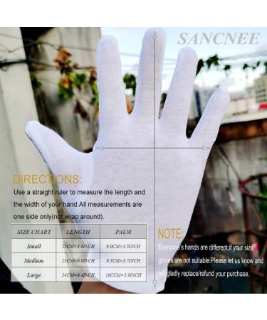 SANCNEE 12 Pairs Moisturizing Gloves for Dry Hands & Eczema - Soft White 100% Cotton - Medium (12 Pair) - Buy Online on GoSupps.com
