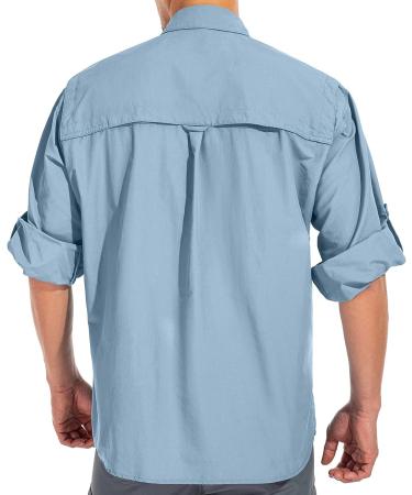 Men's Sun Protection Hiking Fishing Safari Shirt | Quick Dry Cargo | Blue X-Large - Buy Online on GoSupps.com