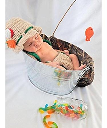 Pinbo Baby Photography Prop Crochet Fishing Fisherman Hat, Diaper, and Shoes Set - Buy Online on GoSupps.com