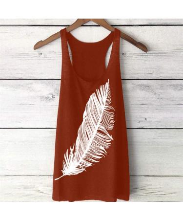 Aniywn Women's Sleeveless Feather Print Summer Tank Top Camisole - Small Red - Buy Online on GoSupps.com