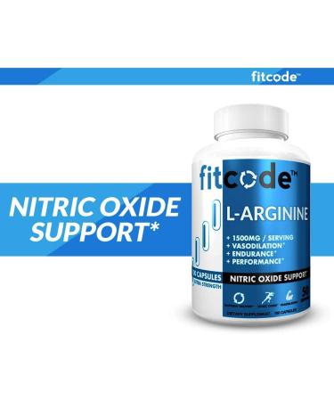 Fitcode Pure L-Arginine HCl 1500mg Nitric Oxide Supplement - Boost Vascularity, Pumps, Endurance & Muscle Growth - 50 Servings - Buy Online on GoSupps.com