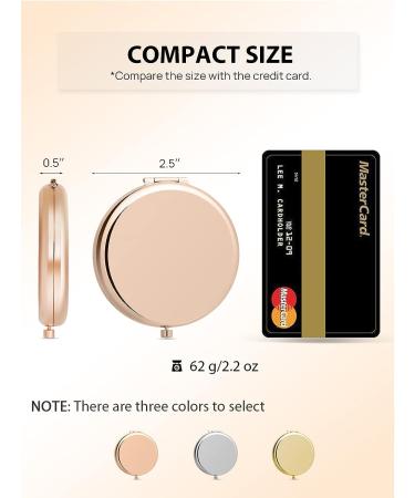 Getinbulk Compact Mirror for Purse - Double-Sided 1X/2X Magnifying Metal Makeup Mirror (Round, Rose Gold) - Buy Online on GoSupps.com