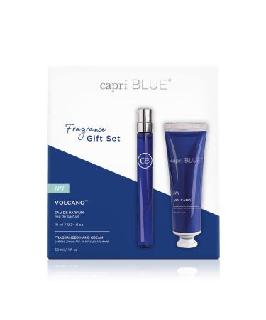 Capri Blue Fragrance Gift Set - 1 Volcano Eau de Parfum .34 fl oz & 1 Volcano Mini Hand Cream 1 oz - Moisturizing Jojoba Oil & Shea Butter Lotion - Cruelty-Free Skin Care Products