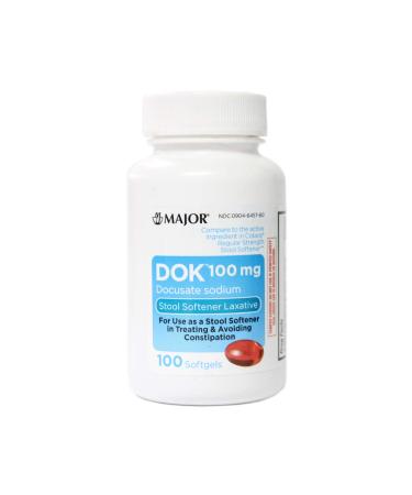 Major Pharmaceuticals DOK Stool Softener Softgels 100Mg 100 Count Bottle