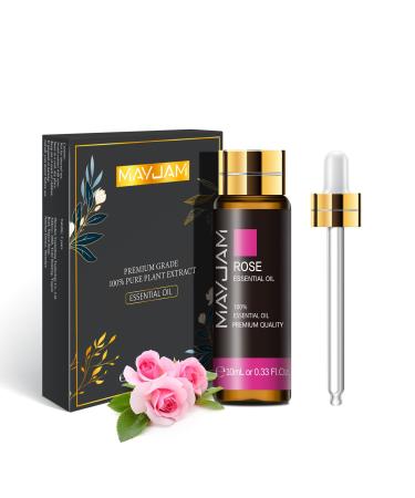 MAYJAM Rose Essential Oil 10ML Rose Oil for Diffuser Humidifier DIY Home Wardrobes Rose 10 ml (Pack of 1)