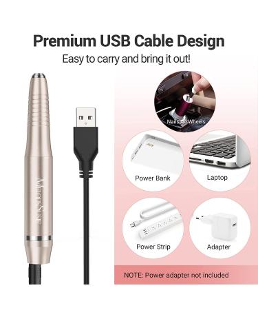 MelodySusie Electric Nail Drill - Portable Professional E-File for Acrylic Gel Nails - Manicure Pedicure Tool for Home Salon Use - Champagne - Buy Online on GoSupps.com