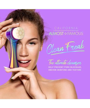 Almost Famous 2-in-1 Travel Face Scrubber Exfoliator Brush - Non-Electronic Eco Friendly Cleansing Tool for Lines, Wrinkles & Blackheads - Purple - Buy Online on GoSupps.com