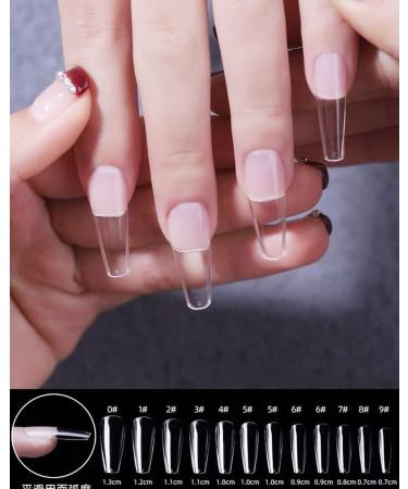 500 Pieces Artificial Nail Tips - Complete Cover French Form Nails in 10 Sizes for Women | Transparent Fake Nails for Salons & DIY - Buy Online on GoSupps.com