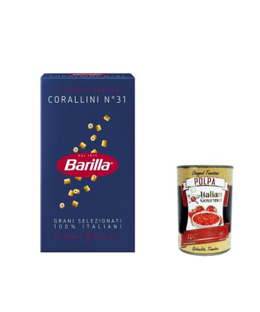 Italian Gourmet E.R. Barilla Corallini Pack of 20 Italian pasta No. 31 500g + Italian gourmet polpa 400g