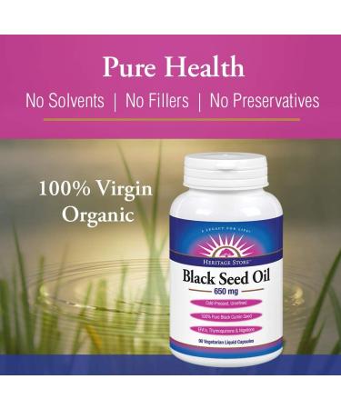 Heritage Store Black Seed Oil 650mg - 90 Capsules | 60-Day Money Back Guarantee - Buy Online on GoSupps.com