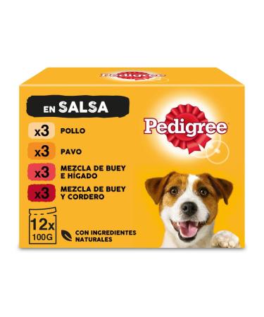 Pedigree Wet food for Perros mixed flavors in Salsa, Multipack (4 Pack x 12 bags x 100g)