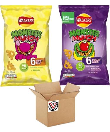 MonsterMunch Roast Beef Pickled Onion 6 pack x 20g - 02 Mixed Bags(12 mini Bags) - Buy Online on GoSupps.com