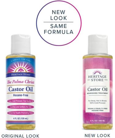 Heritage Products Castor Oil Hexane Free - 4 fl oz | Pure Natural Cold-Pressed Oil for Skin & Hair Care | International Shipping Available - Buy Online on GoSupps.com