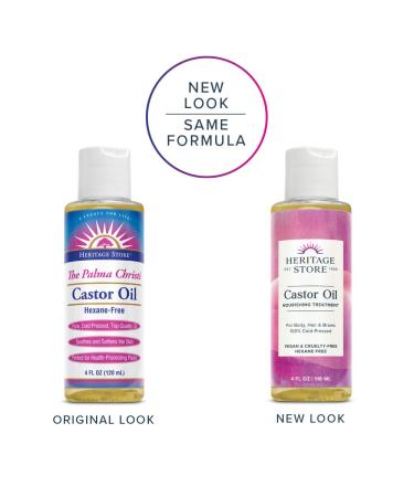 HERITAGE STORE Castor Oil 4oz - Deep Hydration for Hair, Skin, Lashes & Brows - Cold Pressed, Hexane Free, Vegan & Cruelty Free - Buy Online on GoSupps.com