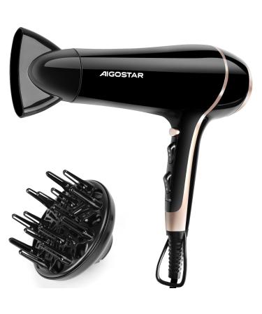Aigostar Hair Dryer 2400W Hair Dryer Ionic 3 Temperature Levels and 2 Airflow Speeds Hair Dryer Black Hair Dryer - Lora - Buy Online on GoSupps.com