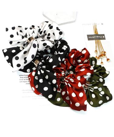 Lurrose 4pcs Bunny Ears Hair Scrunchies - Elastic Retro Hair Ties for Girls (White Black Army Green Caramel) | International Shipping Available - Buy Online on GoSupps.com