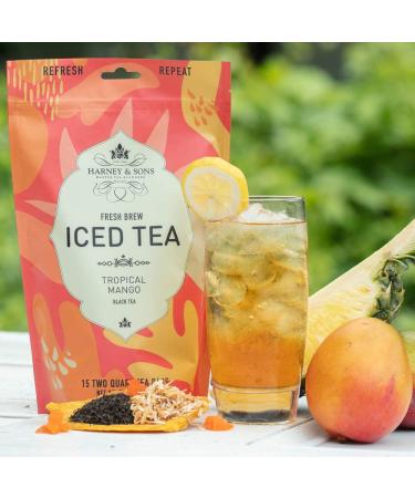 Harney & Sons Tropical Mango Iced Black Tea - 15 Bags - Refreshing 7.5 oz - Buy Online on GoSupps.com