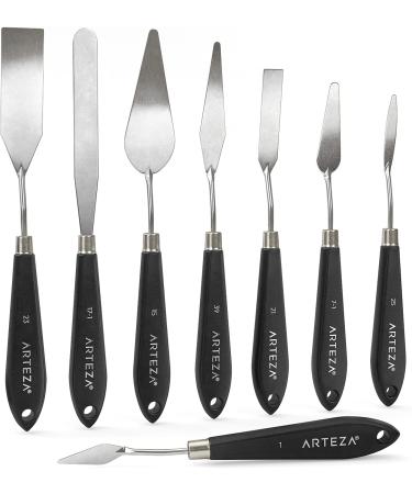 Arteza Palette Knives 8-Pack - Durable Stainless Steel Blades & Wooden Handles - Art Supplies for Oil & Acrylic Painting - Buy Online on GoSupps.com