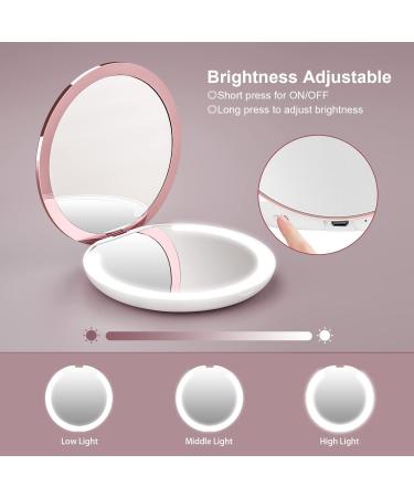 Kostlich LED Rechargeable Travel Makeup Mirror - 1x/7x Magnification, 4.7 Wide Portable Compact Folding Mirror - Buy Online on GoSupps.com