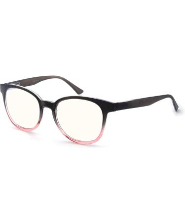 Blue Light Blocking Glasses for Women Men Blueblocker Computer Glasses with Case Anti Blue Ray Glasses 0.00 Non Magnification Round Black+pink Frame With Yellowish Lens 0.0 x - Buy Online on GoSupps.com
