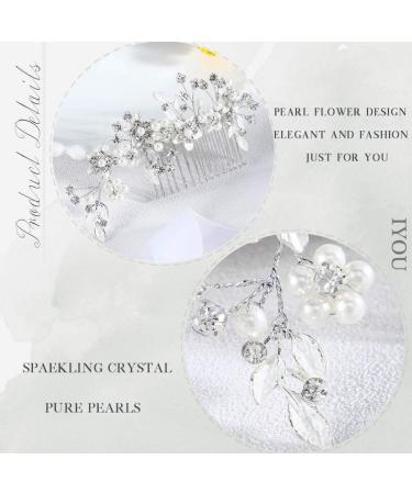 IYOU Bridal Wedding Hair Comb Silver Flower Crystal Hair Pieces Rhinestone Bridal Headpieces Pearl Bride Hair Accessories for Women and Girls - Buy Online on GoSupps.com
