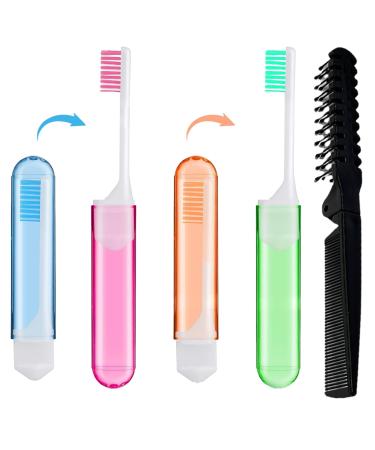 4 PCs Mini Travel Toothbrush Set with Soft Bristle Travel Toothbrushes Portable Soft Toothbrush Travel Toothbrush Camping Folding Toothbrush With Toothpastes for Children Adult