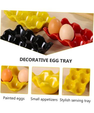 Generic Serving Tray 1pc Egg Tray Eggs Egg Holder for Fridge Egg Dispenser 6- Cup Egg Organizer Container Ceramics - Buy Online on GoSupps.com
