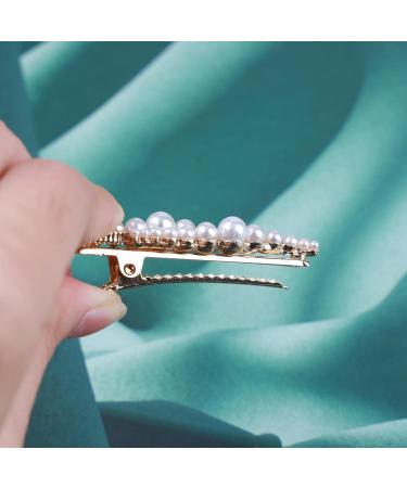 Yheakne Vintage Hair Clip Pin Gold Pearl Hair Pins Clip Pearl Hair Barrette Headpieces Decorative Hair Piece Metal Head Clip Hair Accessories for Women and Girls (Pearl) - Buy Online on GoSupps.com