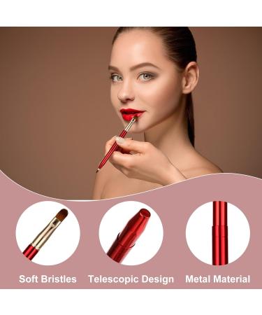 Simarro 2Pcs Retractable Lip Brush Set - Double-Ended Travel Makeup Tool for Lipstick & Gloss - Portable and Cover Included - Ideal for Women and Girls (Pink+Red) - Buy Online on GoSupps.com