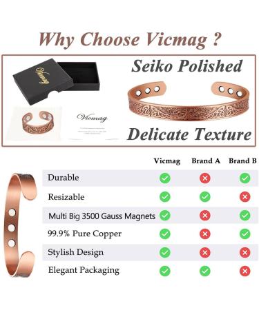 Vicmag Copper Magnetic Bracelets for Men & Women - Tree of Life Design | Shop Internationally - Buy Online on GoSupps.com