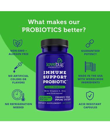LoveBug Probiotics Immune Support - 40 Billion CFU Daily Probiotic, 30 Count - Buy Online on GoSupps.com