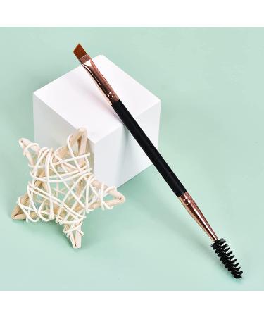 Duo Eyebrow Brush Set - Spoolie and Angled Brow Brushes for Eye Makeup (5pcs, Black) - Buy Online on GoSupps.com