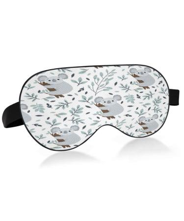Sleep Mask Light Blocking Koala and Leaves Eye Mask for Sleeping with Adjustable Strap Cute Soft Lightweight Eye Cover Blindfold for Men Women Work Travel Naps