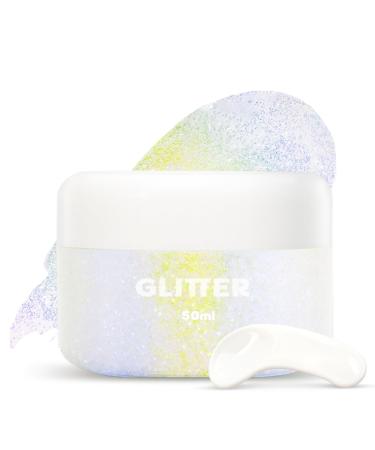 Sugeru Festival Face Glitter Gel Makeup Rhinestone Festival Glitter for Face Body Hair Nails Halloween Party Christmas Accessory Long-Lasting Chunky Mermaid Glitter (#03)