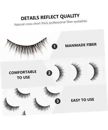 FRCOLOR 5 Pairs Short False Eyelashes Hair Eyelashes Natural Look Eyelashes False Lashes Handmade Eyelashes Natural Eyelashes 3d Eyelashes Make up Extend Artificial Fiber 6d 3.3x1.1x0.5cm Black - Buy Online on GoSupps.com